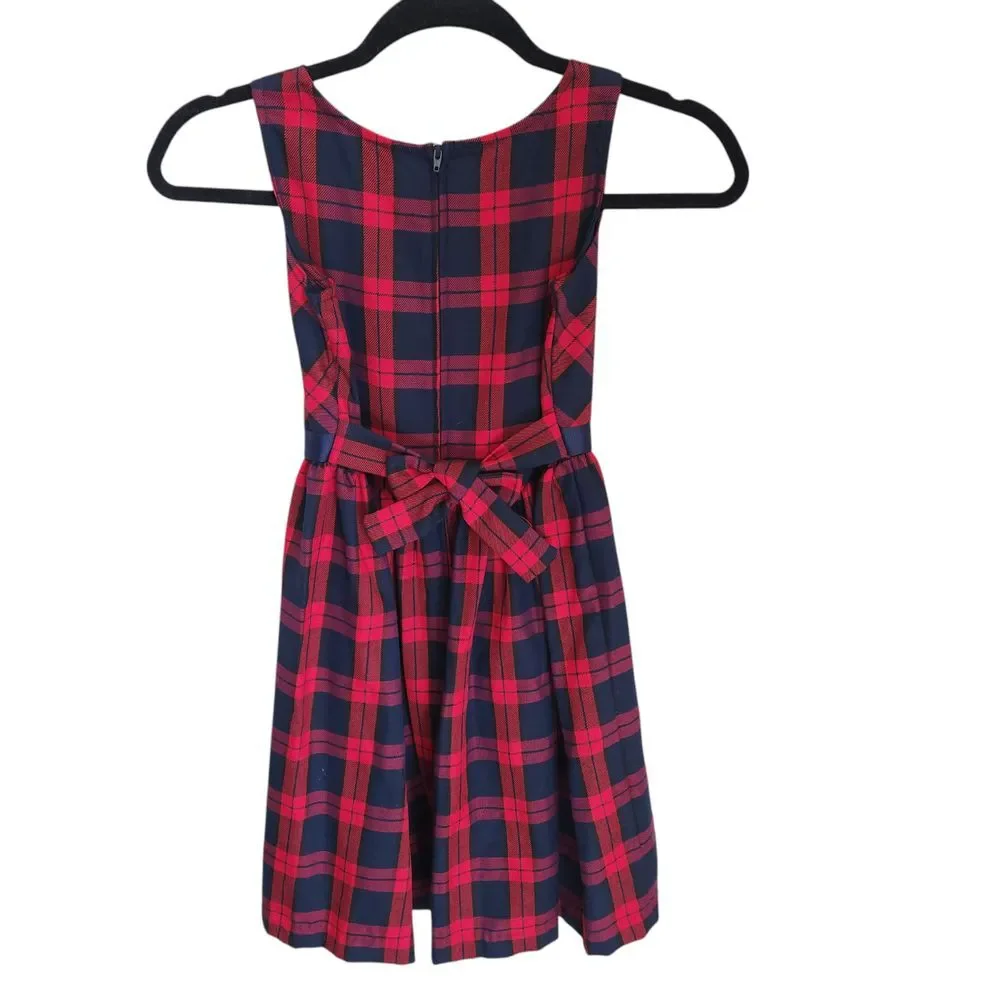Bonnie Jean Girls Sleeveless Dress Red Blue Tartan Plaid Size 8 Christmas Formal